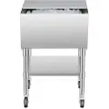 Vevor kommersiell isboks, 61,6 l rullende isboks på hjul, 24 x 19,1 x 36,8 tommer kjølevogn i rustfritt stål med skyvelokk, bunnoppbevaringsbrett, justerbare kuleføtter, for bar, restaurant, pub