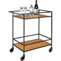 House Nordic House NordicBar Trolley Vita. Black frame with wheels and two Oak shelvesBrunTrillebordFra Homeroom