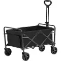 Vevor sammenleggbar sammenleggbar vogn, 2 cu.ft strandvogn med 5-tommers hjul i terreng, kraftig sammenleggbar vogn 220 lbs Vektkapasitet med drikkeholdere, sportsvogn for camping, shopping