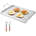 Vevor Rustfritt Stål Steketeppe, 23x16 Tommers Universal Flat Top Rektangulær Tallerken, Gassgrill Steketeppe for BBQ Grill, Teppanyaki, Bærbart Familie Kokekar med Håndtak, for Camping Tailgating Fes