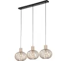 TRIO Moderne draad hanglamp zwart met beige 3-lichts - Gila
