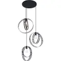 QAZQA Design pendellampe sort rund 3-lys - Indu