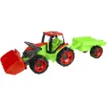 Lena GIGA TRUCKS Traktor med frontskovl og Trailer, 108cm