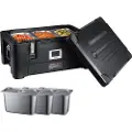 Vevor isolert matpanneholder, 36 qt kapasitet, stabelbar catering-varmeboks med 3 rustfrie stålpanner, topplastet LLDPE-matvarmer med elastiske sidehåndtak og spenner, for restaurantkantine, svart