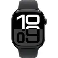 Apple Watch Series 10 (GPS) - 46 mm - jet svart aluminium - smartklokke med sportsbånd - fluorelastomer - svart - båndbredde: S/M - 64 GB - Wi-Fi 4, UWB, Bluetooth - 36.4 g