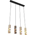 TRIO Moderne hanglamp zwart met taupe en beige 4-lichts - Stream
