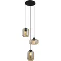 QAZQA Moderne pendellampe svart med gult glass 3 lys - Sheena