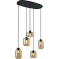 QAZQA Moderne pendellampe svart med gult glass 5 lys - Sheena