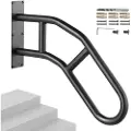 Vevor Rekkverk for utendørs trapper, 29" langt veggmontert sikkerhetsrekkverk for 1-3 trinn, U-formet rekkverk med matt svart finish, trapperekkverk for barn, eldre, gravide kvinner, funksjonshemmede
