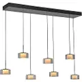 Paul Neuhaus Pendellampe sort med røykglass inkl. LED 7-lys Easylift - Rika