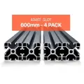 Vevor 4 stk. 23,6 tommer (600 mm) T-spor 4040 aluminiumsekstruderingsprofil, europeisk standard anodisert lineær skinne, høyfast ekstrudert aluminiumsskinne for 3D-skriver, CNC-maskin DIY, lasergraver