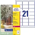 Avery L7782 - Permanent klæbemiddel - klar - 38,1 x 63,5 mm 525 etikett(r) (25 ark x 21) etiketter