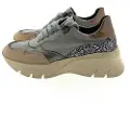 Hispanitas for woman. CHI243617 Paprika Leather Sneakers grey (37), 3 to 5 cm, Laces, Casual
