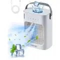 Vevor bærbar klimaanlegg, 4-i-1 fordampende luftkjøler, 3-trinns mini klimaanlegg med 0-7 timer smart timer, 700 ml vanntank, 7-fargers lys, personlig mini skrivebordsvifte for soverom og kontorrom