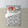 Play Fabrics Tom & Jerry Dynetrekk Med Knapper Svart & Hvit Til Seng 135/ 140x240 Cm