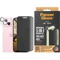 PanzerGlass Privacy - 3-i-1 Pakke - skjerm / linse / bakbeskyttelsessett for mobiltelefon - glass - med personvernsfilter - rammefarge svart - for Apple iPhone 15