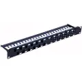 Techly I-PP 24-RU-C6ATSL, RJ-45, Cat6a, U/UTP (UTP), Sort, SPCC, Rackmontering