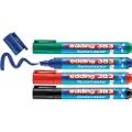 Edding 383 Flipchart, 4 stykker, Sort, Blå, Grønn, Rød, Meisel tupp, Plast, Rund, 1 mm