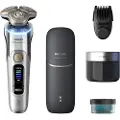 Philips i9000 Prestige Ultra XP9404/46 Våt og tørr elektrisk barbermaskin med SkinIQ Pro, Roterende hode, Kromfarget, SkinIQ Pro, LCD, Android, iOS, Batteri