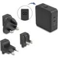 DeLOCK - Strømadapter - AC 100-240 V - 65 watt - utgangskontakter: 2 - svart