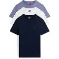 Tommy Hilfiger for man. DM0DM21579 Pack of 3 extra slim logo t-shirts navy, white, blue (S), Casual, Cotton, Short sleeve