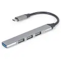 Gembird - Hub - USB Type-C, silver - 1 x USB 3.1 + 3 x USB 2.0 - stasjonær