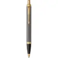 Parker IM Ballpoint Pen | Grey Lacquer with Gold Trims | Medium Point | Blue Ink Refill | Gift Box