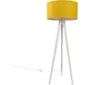 QAZQA Tripod gulvlampe hvit med gul stoffskjerm 50 cm - Tripod Classic