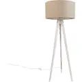 QAZQA Tripod gulvlampe hvit med lys brun stoffskjerm 50 cm - Tripod Classic