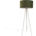 QAZQA Tripod gulvlampe hvit med stoffskjerm mørkegrønn 50cm - Tripod Classic