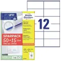 Avery Universaletiketter Avery 105x48 mm, hvid med Ultragrip + 30% ekstra indhold - (65 ark x 12 stk.)