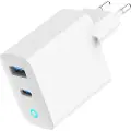 Gembird - Strømadapter - with LED - 30 watt - 3 A - PD, QC 3.0 - 2 utgangskontakter (USB, 24 pin USB-C) - hvit