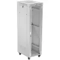 Lanberg FF01 series V2 - Rack skap - 600x800, flat pack, glass door, LCD - med LCD-skjerm, termostat - fritt stående - grå, RAL 7035 - 42U - 19