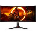AOC G2 CU34G2XP, 86,4 cm (34), 3440 x 1440 piksler, UltraWide Quad HD, LED, 1 ms, Sort, Rød
