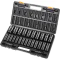 Vevor støtsokkelsett, 1/2" 26-delers støtsocket, dyp socket, 6-punkts sockets, 1/2 tommers drivsokkelsett Impact metrisk 10 mm - 36 mm, Cr-V robust konstruksjon, med et oppbevaringsbur