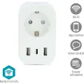 Nedis SmartLife Smart Plug Wi-Fi Power meter 3680 W Type F (CEE 7/7) / 1x USB-C / 2x USB White