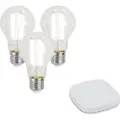 QAZQA Sett med 3 smarte E27 dimbare LED-pærer A60 7W 806LM 2700-6500K inkl. Zigbee Smart Hub