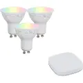 QAZQA Sett med smarte GU10 dimbare LED-pærer 4,7W 400 lm 2700K-6500K inkl. Zigbee Smart Hub