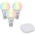 QAZQA Sett med 3 smarte E27 dimbare LED-pærer A60 9W 806 lm 2700K-6500K inkl. Zigbee Smart Hub