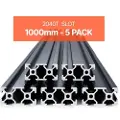 Vevor 5 stk. 39,4 tommer (1000 mm) T-spor 2040 aluminiumsekstruderingsprofil, europeisk standard anodisert lineær skinne, høyfast ekstrudert aluminiumsskinne for 3D-skriver, CNC-maskin DIY, lasergrave