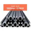 Vevor 5 stk. 47,2 tommer (1200 mm) T-spor 2040 aluminiumsekstruderingsprofil, europeisk standard anodisert lineær skinne, høyfast ekstrudert aluminiumsskinne for 3D-skriver, CNC-maskin DIY, lasergrave