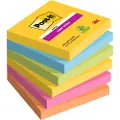Post-It Super Sticky Rio de Janeiro 654-6SS-RIO-EU - Noter - 76 x 76 mm - 540 ark (6 x 90) - neongrønn, neongul, neonoransje, fuksia, middelhavsblå