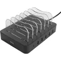 Deltaco DPS-0200 - Ladestasjon - 50 watt - Fast Charge, PD - 6 utgangskontakter (24 pin USB-C, 5 x 4-pins USB-type A) - svart