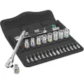 Wera 8100 SA 8, Pipenøkkelsett, 28 stykker, Sort, Kromfarget, CE, Skrallehåndtak, 2 stykker