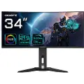 Gigabyte MO34WQC - OLED-skjerm - gaming - kurvet - 34 - 3440 x 1440 WQHD @ 175 Hz - 1000 cd/m² - 1500000:1 - DisplayHDR 400 True Black - 0.03 ms - 2xHDMI, DisplayPort, USB-C - høyttalere