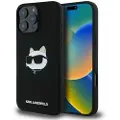 Karl Lagerfeld iPhone 16 Pro Max Karl Lagerfeld Choupette Head MagSafe-deksel i flytende silikon - Svart
