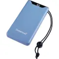 Intenso F10000 - Strømbank - 10000 mAh - 20 watt - 3 A - QC 3.0, Power Delivery 3.0 + PPS - 2 utgangskontakter (24 pin USB-C, USB-type A) - på kabel: USB-C - blå