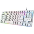 Trust GXT 833W THADO - Tastatur - kompakt, metall, RGB-belysning - 80% - TKL - bakgrunnsbelyst - USB - QWERTY - Nordisk - hvit - løsvekt - boks