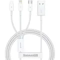 Baseus Superior Series 3-i-1 hurtigladekabel - 1m, 3.5A - Hvit