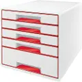 Leitz WOW CUBE - Skuffskap - 5 skuffer - for A4 Plus - rød